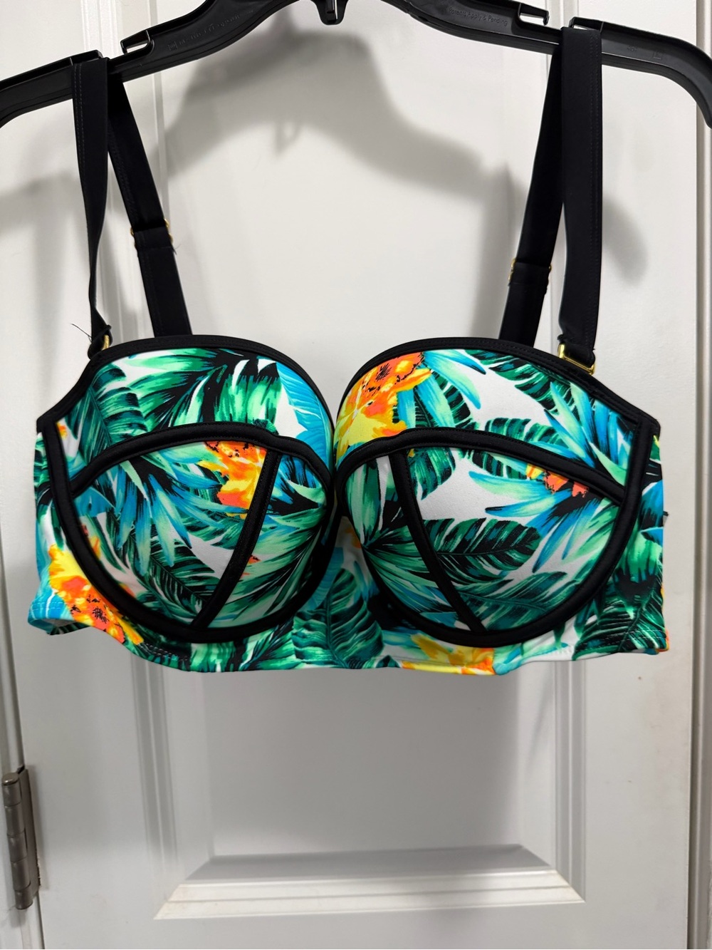 Mossimo Supply Co. Tropical Leaf Underwire Bikini Top in Green, Yellow and Black